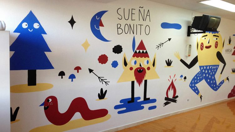 Mural en el área de oncología del Hospital Infantil Miguel Servet de Zaragoza. Foto: Arantxa Recio.