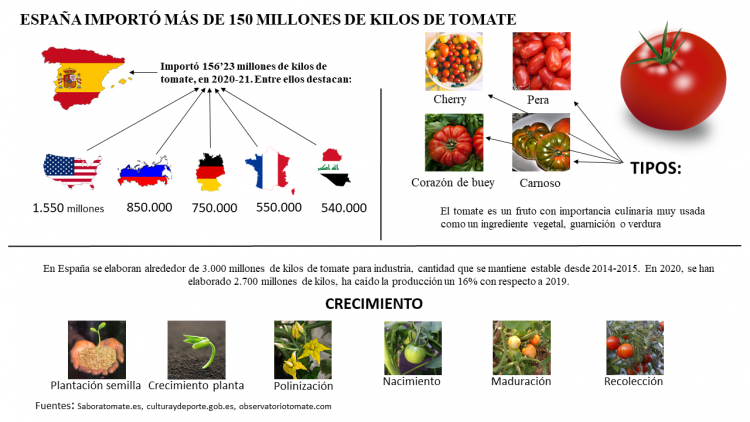 Infografía sobre las importaciones de tomate de España